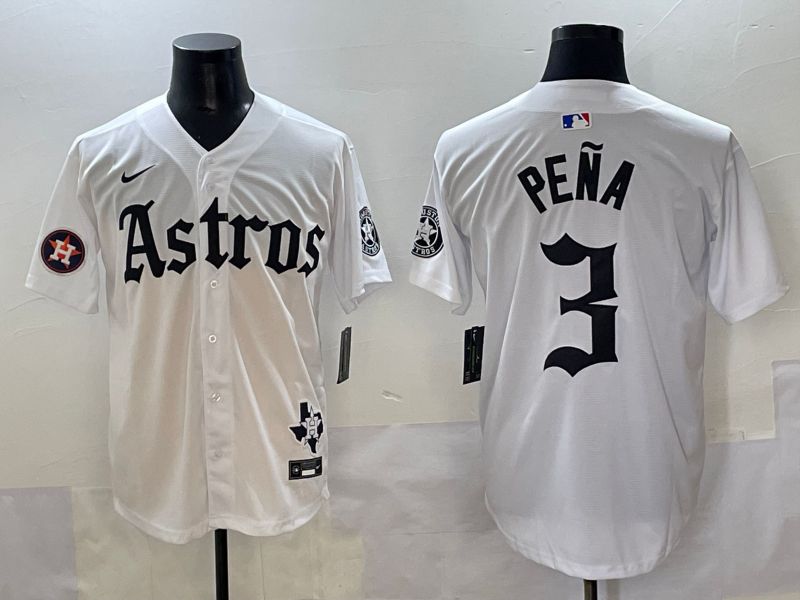 Men 2025 Houston Astros #3 Pena White Five generations Joint Name Nike MLB Jersey style 41->houston astros->MLB Jersey
